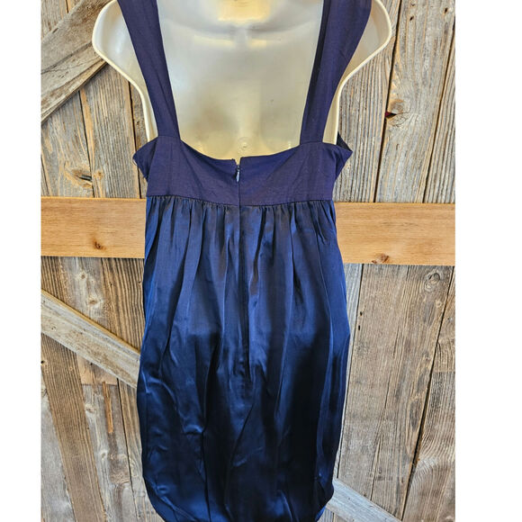 BCBG Blue Ruched Square Neck Midi Dress US size 4-6 - Picture 2 of 7